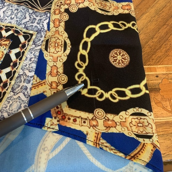 I.N.C Satin Blue Blouse Top Women’s XL Extra Large Sleeveless w/ Chain Detail - Picture 6 of 7